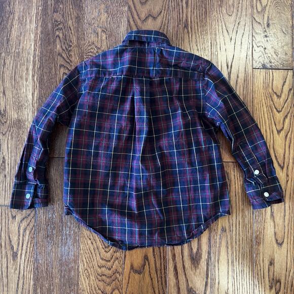 Polo Ralph Lauren Boys 2T Natural Stretch Navy Red Plaid Button Down Long Sleeve - Picture 2 of 7